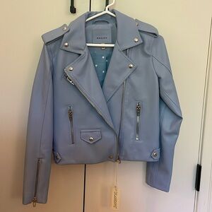 BLANKNYC Vegan Leather Moto Jacket in High Waters